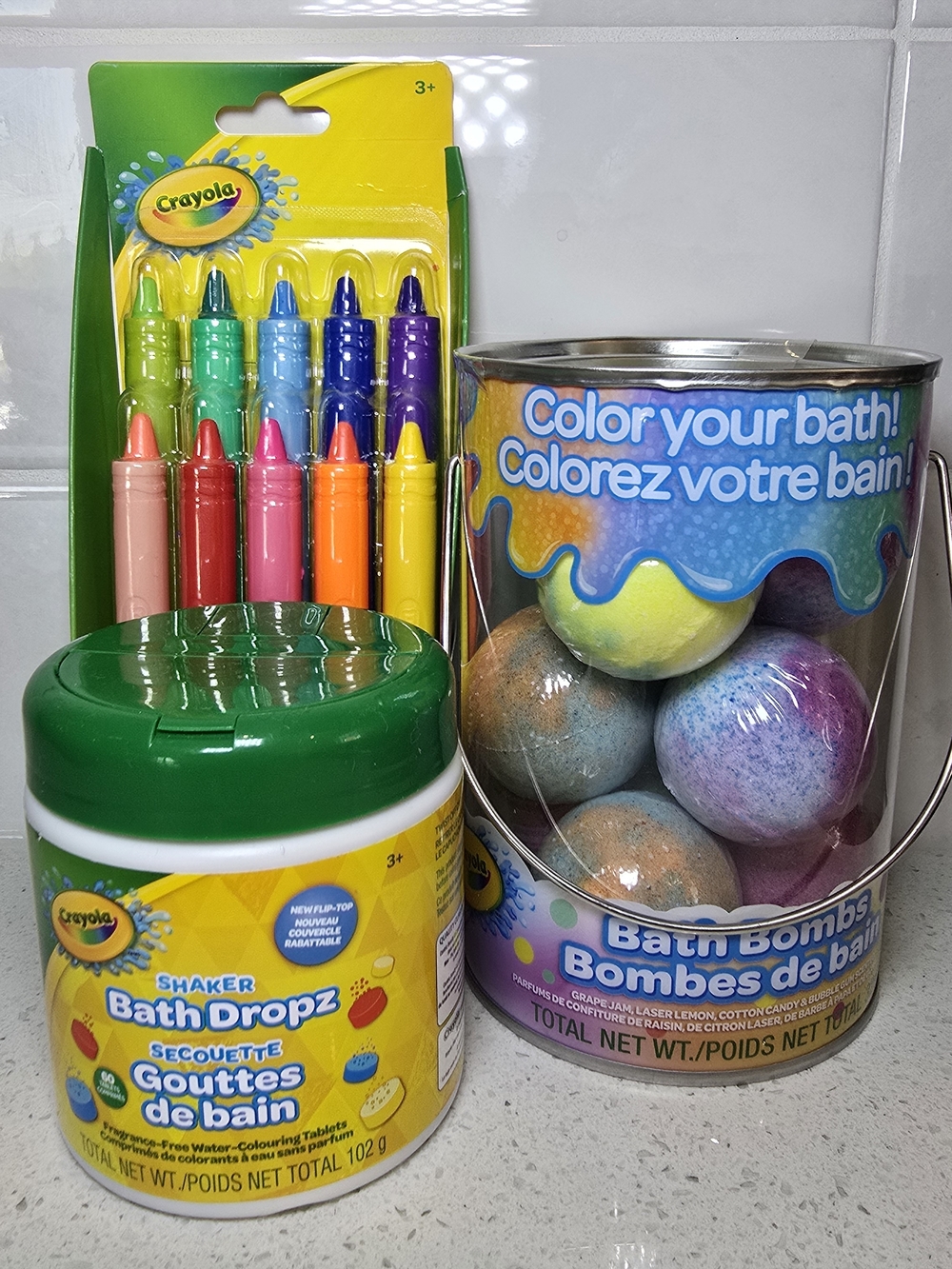 🛁 🧼 🖍Crayola Kids Bath Bomb Tin & Bath Dropz with Rainbow Bath Crayon Pack